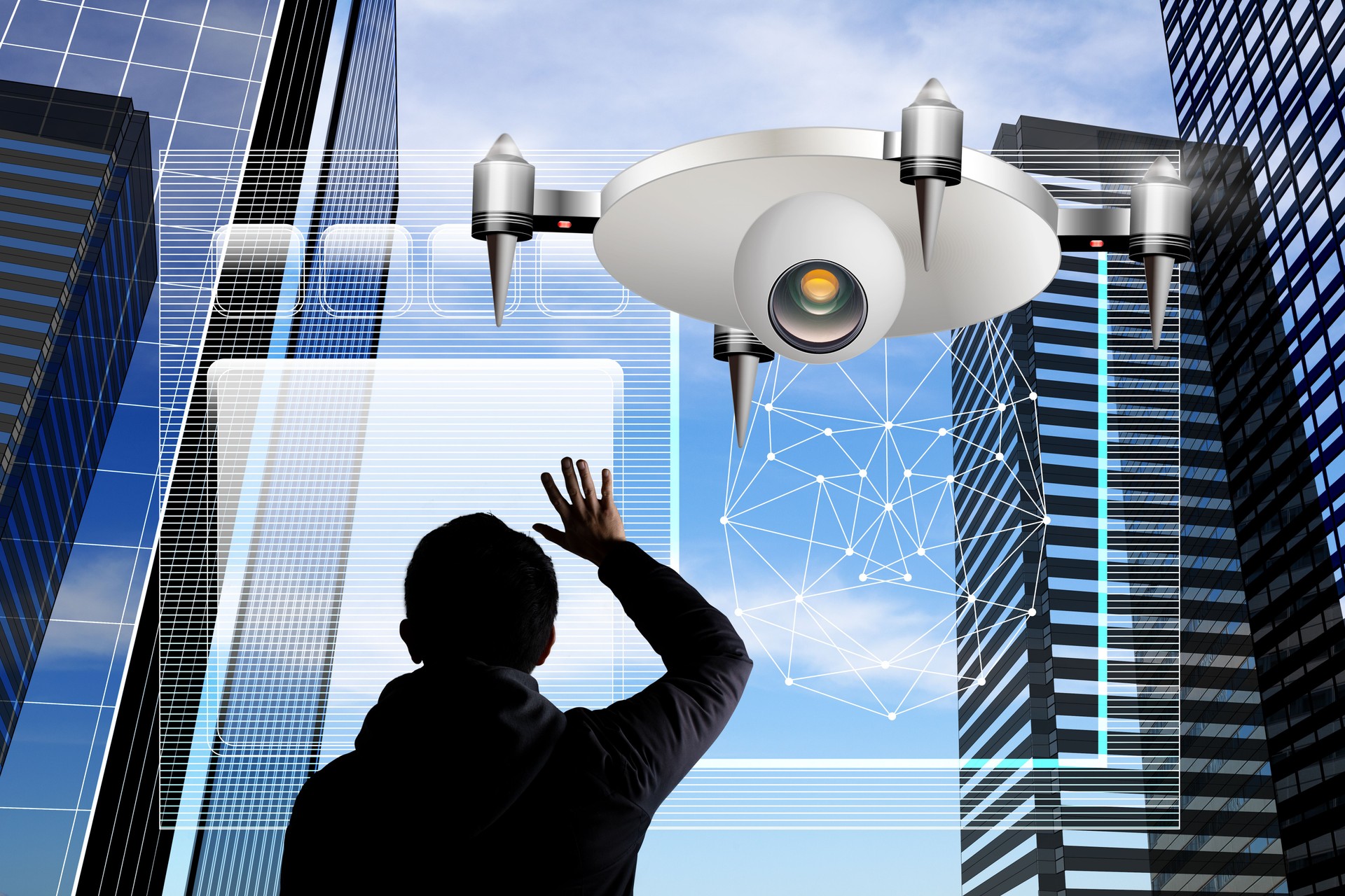 A flying drone capable of face authentication that monitors and maintains cities and office towns.